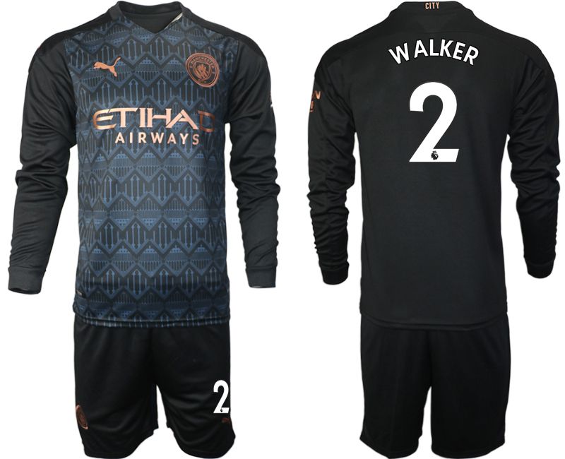 Men 2020-2021 club Manchester city home long sleeve #2 black Soccer Jerseys